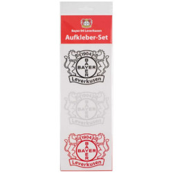 Bayer 04 Leverkusen Sticker 3er Set - Wappen schwarz-silber-rot - 10 x 7.5 cm | Aufkleber