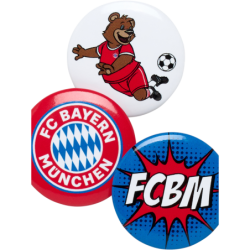 FC Bayern München Kinder Button 3er Set - Logo + Berni + FCB - Anstecker