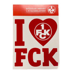 1. FC Kaiserslautern Aufkleber - I love FCK - 10 x 11 cm Sticker