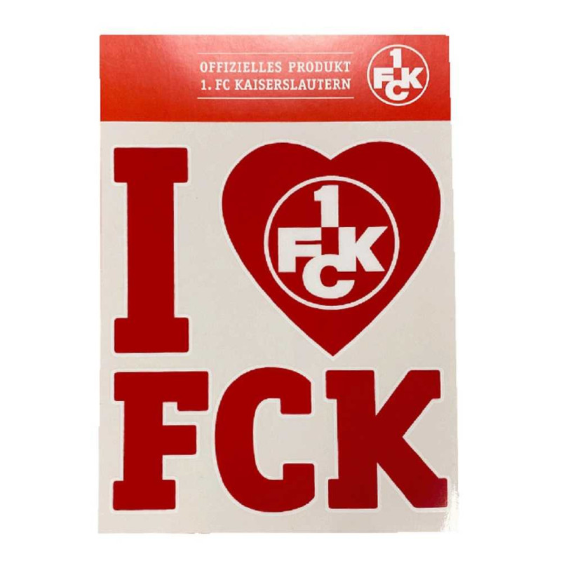1. FC Kaiserslautern Aufkleber - I love FCK - 10 x 11 cm Sticker