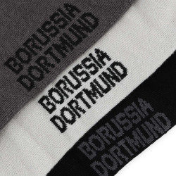 Borussia Dortmund Socken 3er Set Geschenkset Gr. 35-38 | Weiß-Grau-Schwarz | BVB 09