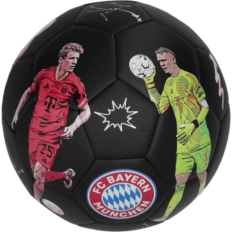 FC Bayern München Fußball - Player 2024/25 - schwarz | Ball mit Spielerabbildungen  Gr. 5 | FCB