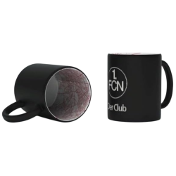 1. FC Nürnberg Tasse - Logo sandgestrahlt - Schwarz | mit Innendekor | Kaffeetasse FCN