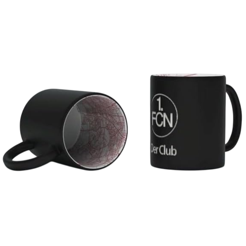 1. FC Nürnberg Tasse - Logo sandgestrahlt - Schwarz | mit Innendekor | Kaffeetasse FCN