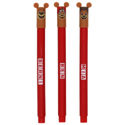 FC Bayern München Gelschreiber 3er Set - Berni, Ben, Mia - Stift | radierbar | Gelstift  - Plus 3D-Logo Aufkleber FCB
