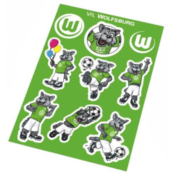 VfL Wolfsburg Aufkleberkarte - Maskottchen - 9er-Set | Sticker | Aufkleber