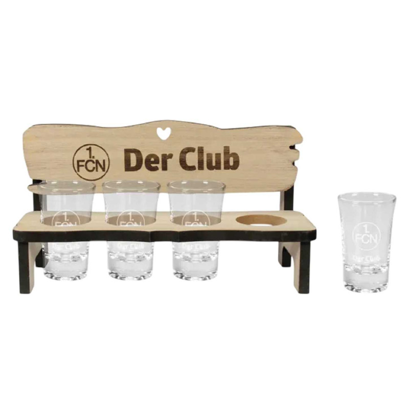 1. FC Nürnberg Schnapsbank mit 4 Schnapsgläsern | Shot Glas | FCN