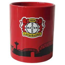 Bayer 04 Leverkusen Tasse Rot - Skyline schwarz -  Kaffeetasse B04