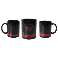 Bayer 04 Leverkusen Tasse Schwarz - Skyline rot - Kaffeetasse | B04