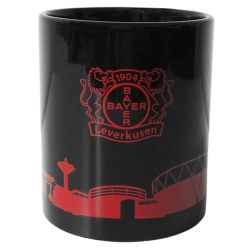 Bayer 04 Leverkusen Tasse Schwarz - Skyline rot - Kaffeetasse | B04