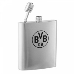 Borussia Dortmund Flachmann - Logo - silber | Taschenflasche | Edelstahl | Flasche | BVB 09