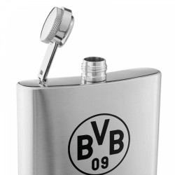 Borussia Dortmund Flachmann - Logo - silber | Taschenflasche | Edelstahl | Flasche | BVB 09