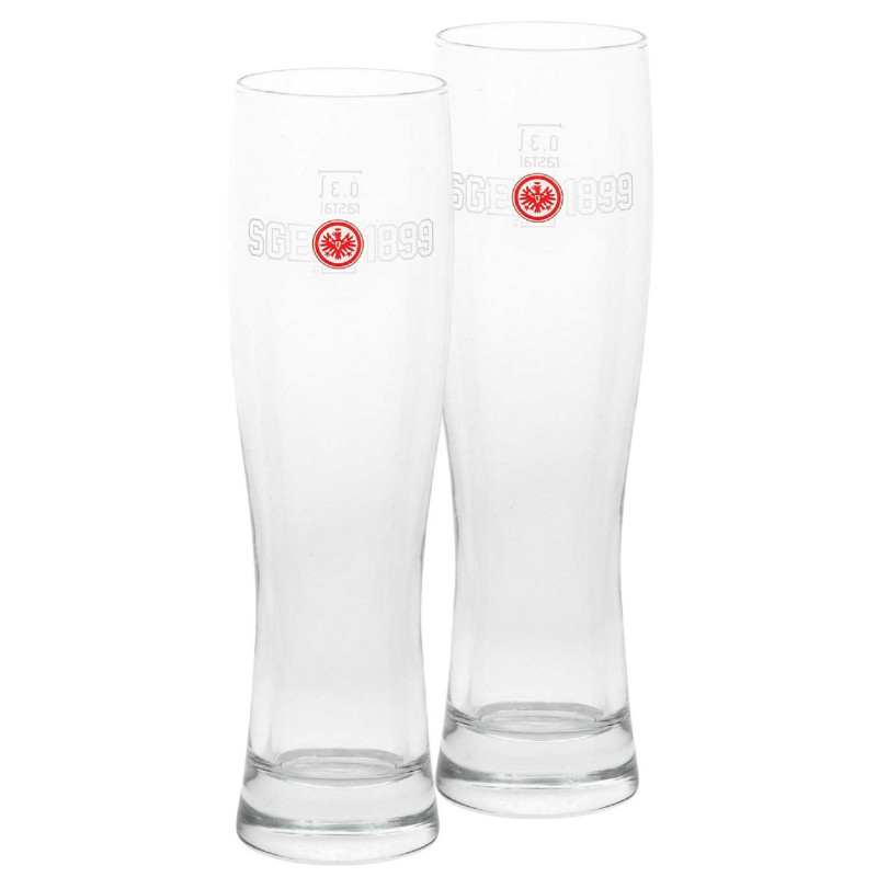 Eintracht Frankfurt Weizenbierglas - 1899 - 2er Set | Glas | 0,3 Liter | Bierglas | Weizenglas | SGE