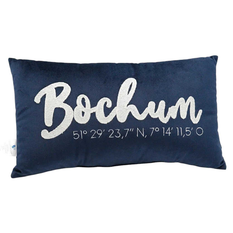 VfL Bochum 1848 Kissen - Koordinaten - 45 x 26 cm | Kuschelkissen | Dekokissen