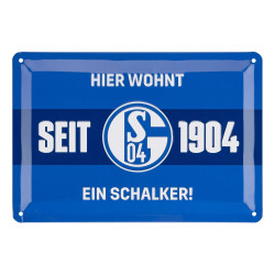 FC Schalke 04 Metallschild - Hier wohnt ein Schalker - blau | Blechschild | Schild | S04