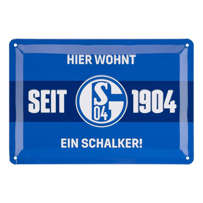 FC Schalke 04 Metallschild - Hier wohnt ein Schalker - blau | Blechschild | Schild | S04