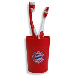 FC Bayern München Zahnpflege Set (2 Zahnbürsten + 1 Zahnputzbecher) | Zahnputz-Set | 3teilig | FCB