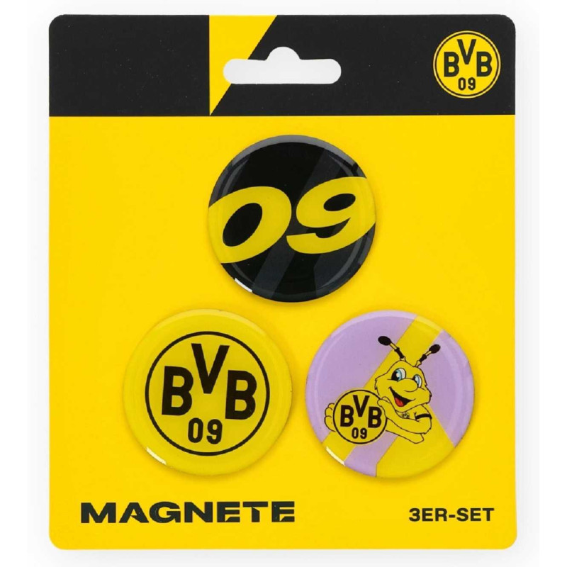 Borussia Dortmund Magnete 3er Set | rund | Kühlschrankmagnet | Magnet | BVB 09