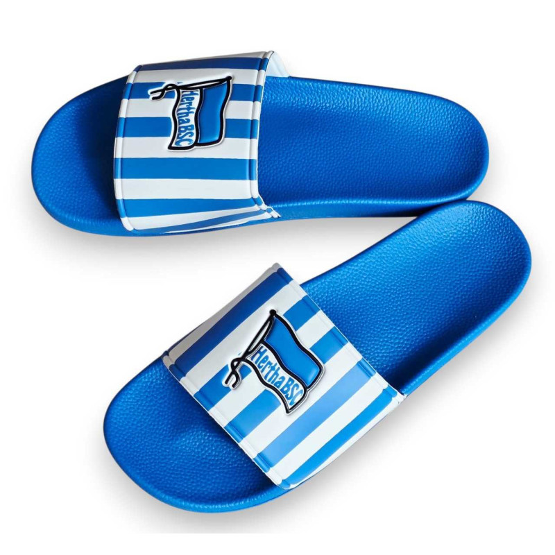 Hertha BSC Berlin Badeschuhe - Logo - blau-weiß gestreift | Badelatschen | Badeschlappen | HBSCB - Gr. 37 bis 47