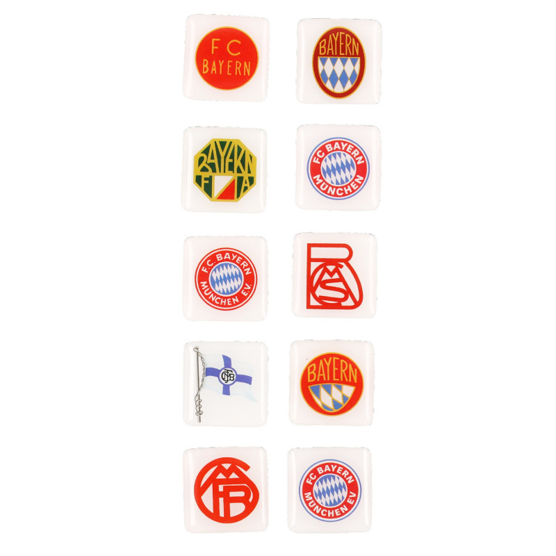 FC Bayern München 10er Set Magnet - Logohistorie  - Kühlschrankmagnet FCB
