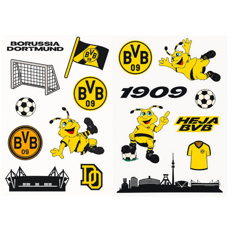 Borussia Dortmund Fensterbilder | Fensterdekor | 17 Einzel-Sticker | BVB 09