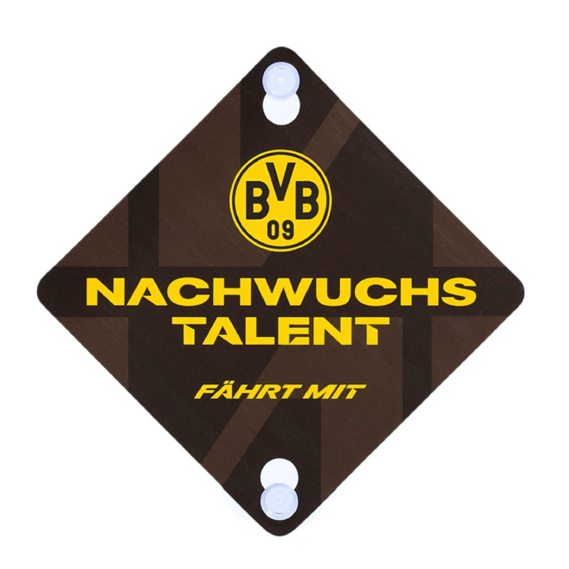 Borussia Dortmund Autoschild - Nachwuchstalent fährt mit - mit Saugnapf | Autoscheiben Hänger | BVB 09