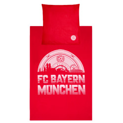 FC Bayern München Bettwäsche Set Meisterschale rot 3-teilig (Kissen- und Deckenbezug + Spannebettlaken) FCB