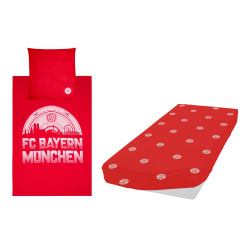 FC Bayern München Bettwäsche Set Meisterschale rot 3-teilig (Kissen- und Deckenbezug + Spannebettlaken) FCB