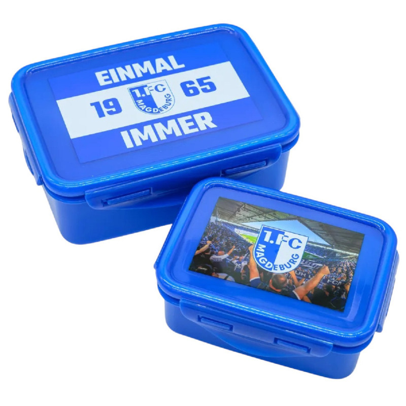 1. FC Magedeburg Brotdose 2er Set blau Brotbüchse | Lunchbox | Frühstücksbox | FCM