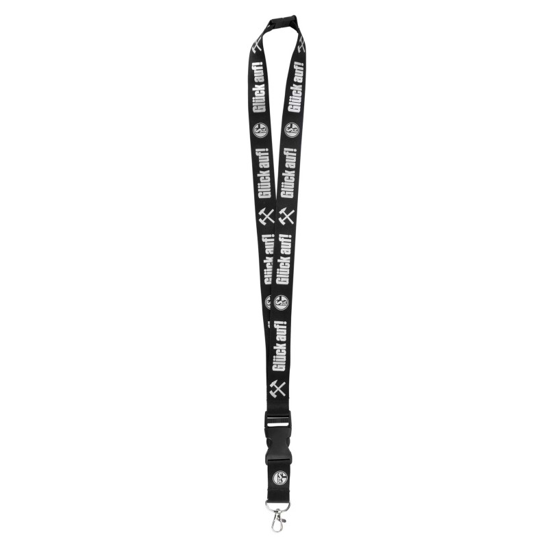 FC Schalke 04 Schlüsselband - Glück auf! - schwarz  | mit abnehmbarem Schlüsselanhänger | Lanyard | S04