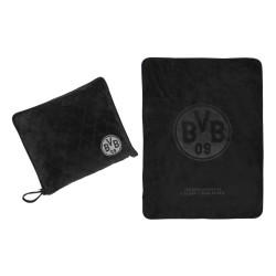 Borussia Dortmund 2in1 Stadion Set - Decke und Kissen - schwarz | Reise-Set | BVB 09