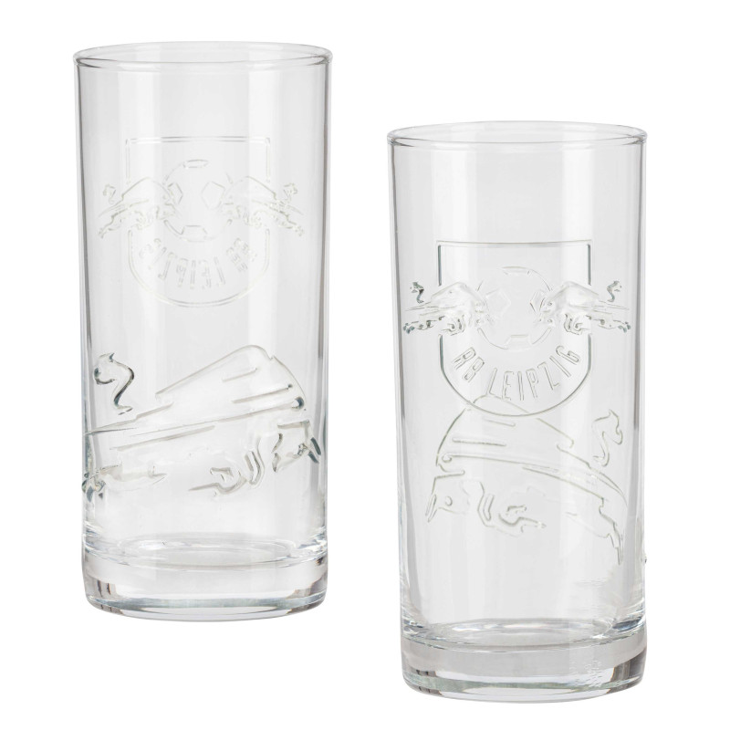 RB Leipzig Trinkglas - Relief - 2er-Set | Wasserglas | Glas | Longdrinkglas | RBL