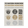 FC Bayern München Aufkleberkarte - Schriftzüge & Logo - 12er Set schwarz-gold-silber Aufkleber Sticker FCB