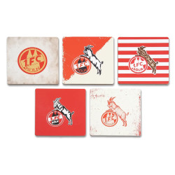 1. FC Köln Korkuntersetzer 5er Set  - Logohistorie - Untersetzer
