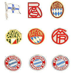 FC Bayern München Pin Box Logohistorie 9er Set in hochwertiger Geschenkbox | Anstecker | FCB