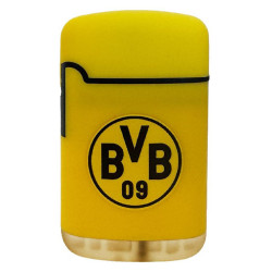 Borussia Dortmund Set Zigarettenetui + Feuerzeug Rubber gelb | Metall Etui flach BVB 09