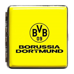 Borussia Dortmund Set Zigarettenetui Gelb + Feuerzeug Rubber gelb | Metall Etui flach BVB 09