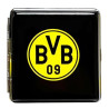 Borussia Dortmund Set Zigarettenetui Schwarz + Feuerzeug Rubber schwarz | Metall Etui flach BVB 09