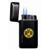 Borussia Dortmund Jet Feuerzeug Logo | zweiflammig | schwarz  | Metall | Crossflame | BVB 09
