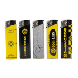 Borussia Dortmund Electronic Feuerzeug 5er Set | Piezofeuerzeug | nachfüllbar | BVB 09