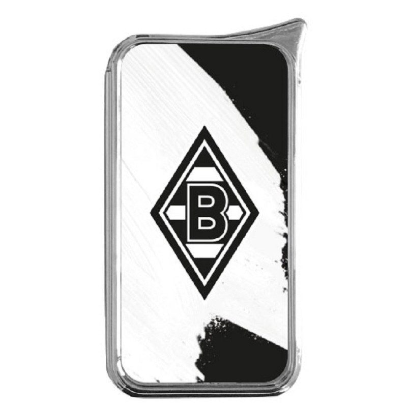 Borussia Mönchengladbach Metall Feuerzeug Doming  Schwarz-Weiß | Softflamme | BMG