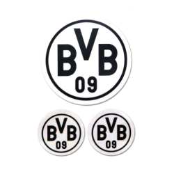 Borussia Dortmund Aufklebekarte mit 3 Einzelstickern - 3er-Set Logo schwarz - Aufkleber | Sticker | Autoaufkleber | BVB 09