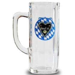 Oktoberfest O'zapft is! Bierkrug, Krug, Bier Seidel Glas Brauns weiß-blau 0,5 l