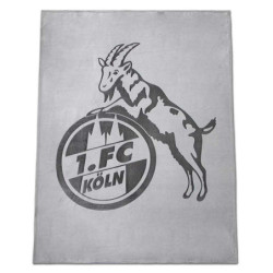 1. FC Köln Flanelldecke Grau - Logo Anthrazit - Kuscheldecke | Sofadecke | Decke