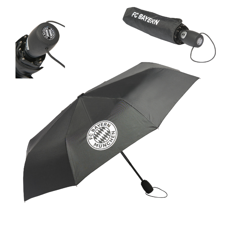 FC Bayern München Taschenschirm schwarz Logo Schirm Regenschirm FCB