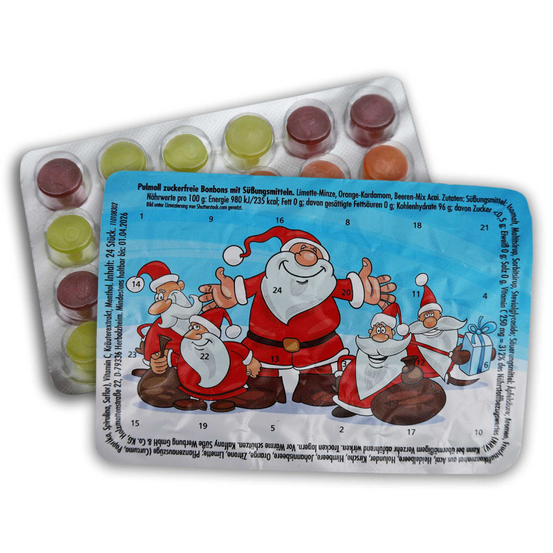 Kleinster Adventskalender der Welt - Sympathische Weihnachtsmänner - Pulmoll - Bei Kauf von 3 Kalendern gibt's den 4. gratis