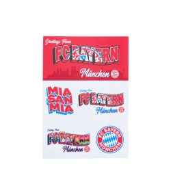 FC Bayern München Aufkleberkarte - Bunte Schriftzüge & Logo - 5er Set Aufkleber Sticker FCB