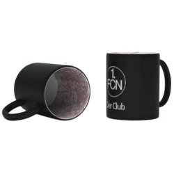 1. FC Nürnberg Tasse - Logo sandgestrahlt - Schwarz | mit Innendekor | Kaffeetasse FCN