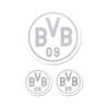 Borussia Dortmund Aufklebekarte mit 3 Einzelstickern - 3er-Set Logo silber - Aufkleber | Sticker | Autoaufkleber | BVB 09