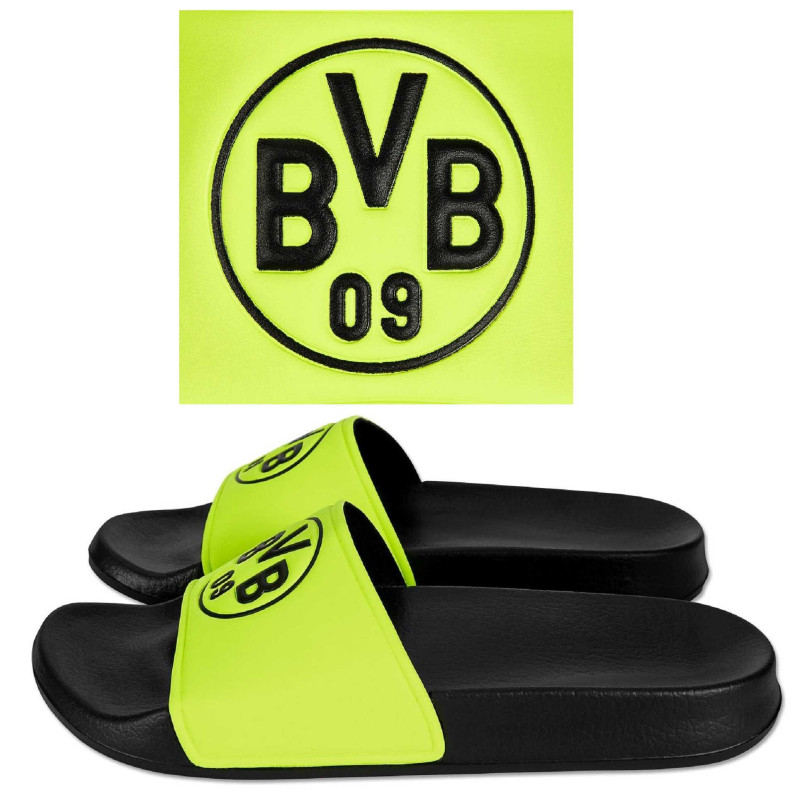 Borussia Dortmund Badeschlappen - Neon - Badeschuhe | Badelatschen BVB 09 | Gr. 37/38 bis 45/46